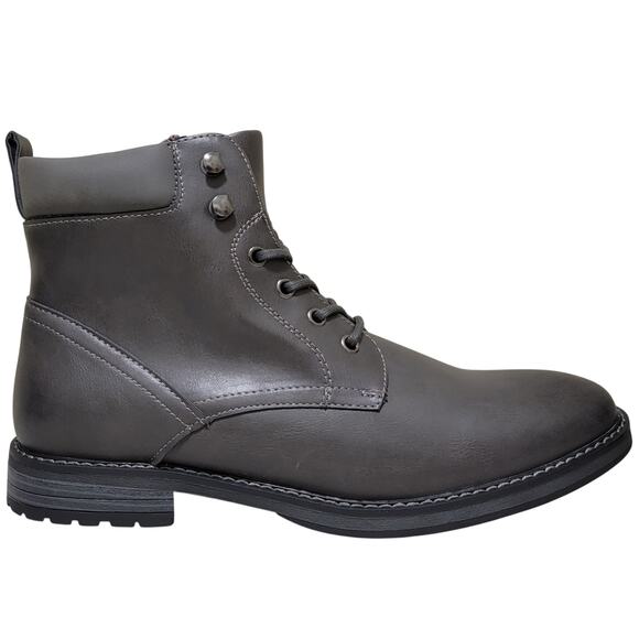 Club Room Westin Men Combat Work Dress Boots Size US 11M Grey Faux Leather - Picture 2 of 4